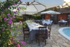 Poolside dining at Galanias, Sardinia